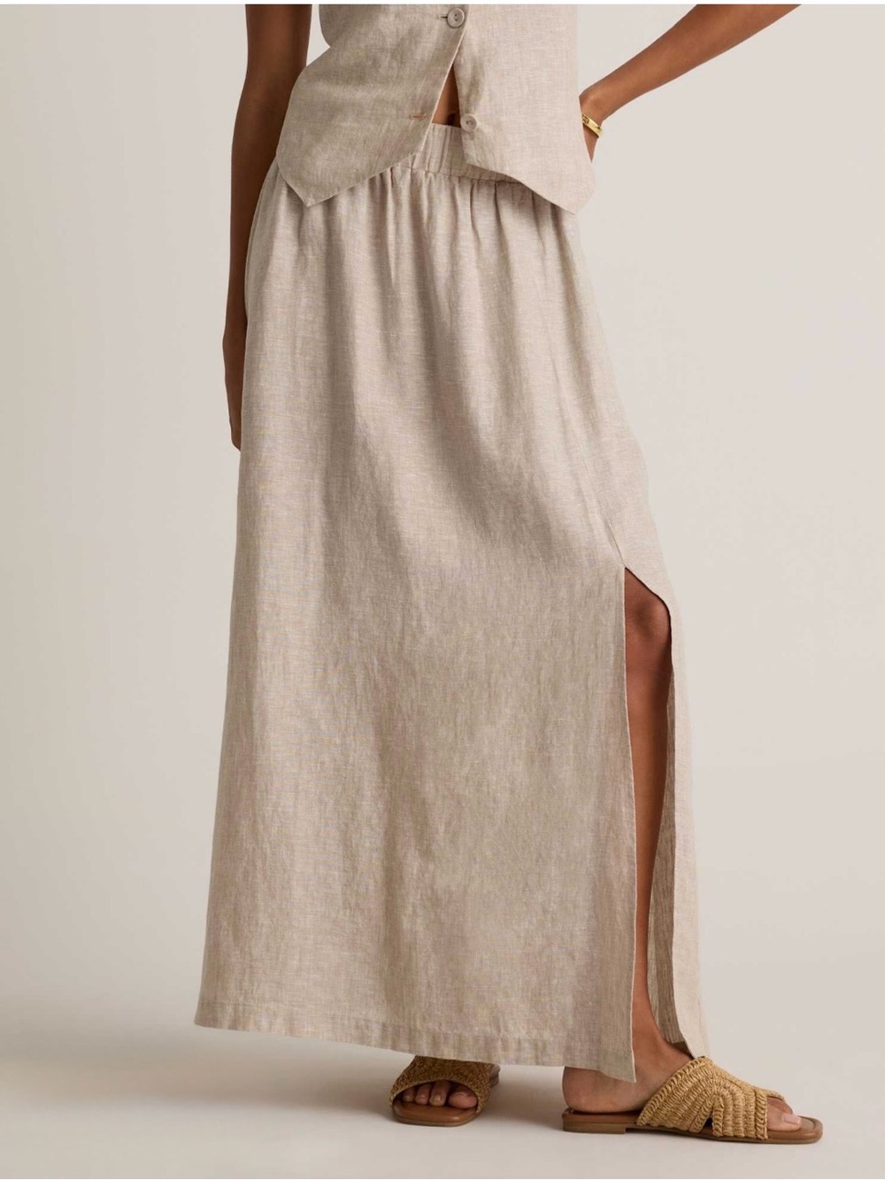 Quince Natural 100% European Linen Maxi Skirt